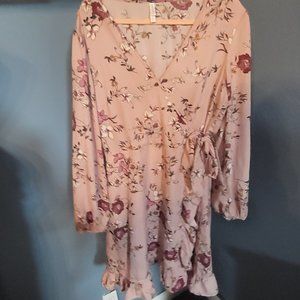 Long Sleeved Mini Dress with Pink & Red Florals from xhilaration